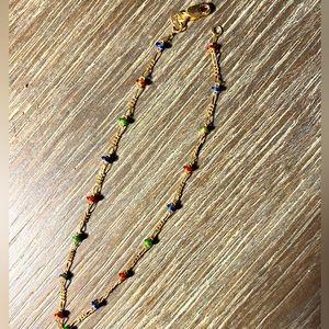 Dainty gold bracelet/anklet with colorful beading